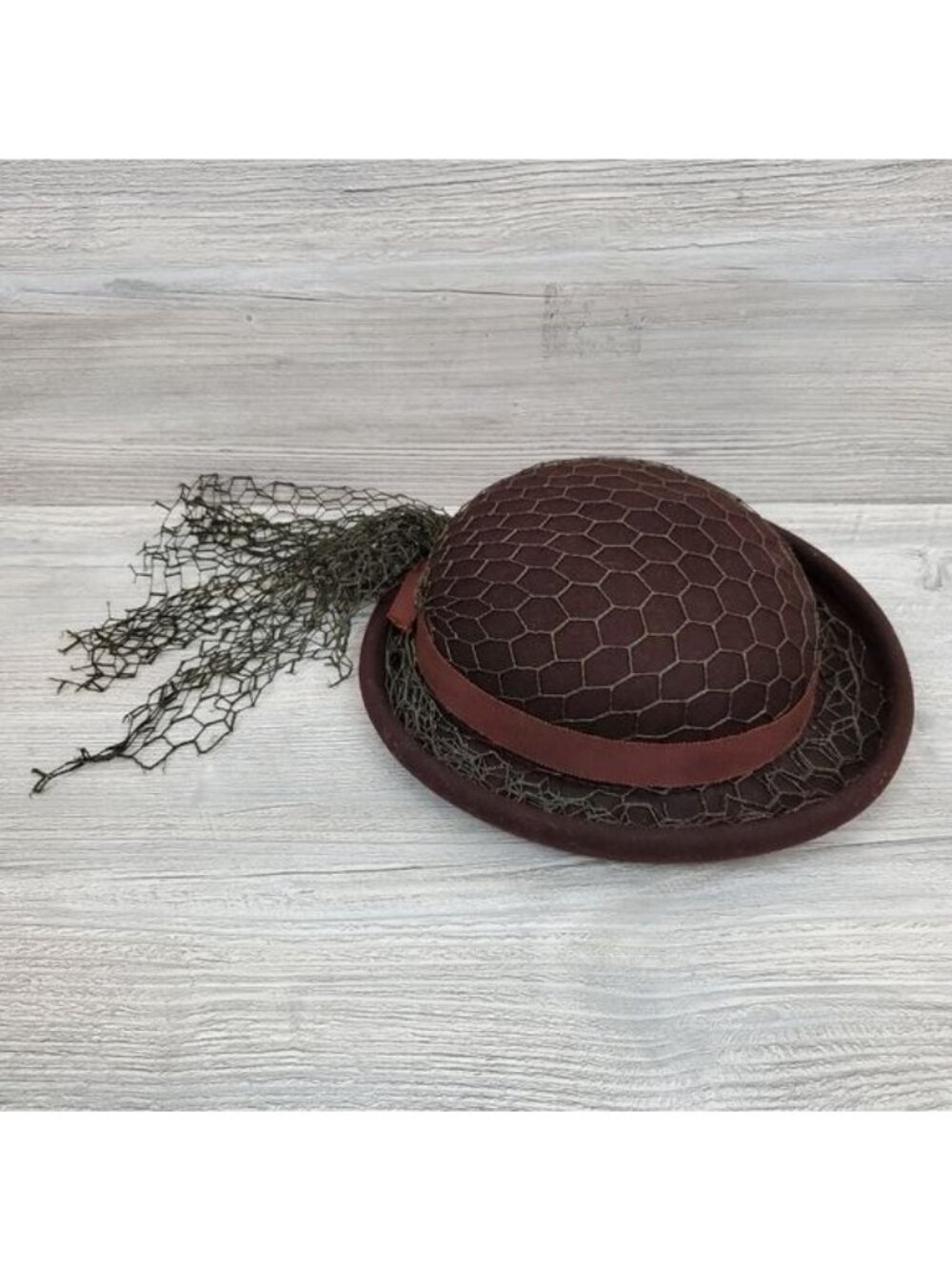 Vintage Belvedere brown wool netted hat rolled brim union label - Picture 12 of 12
